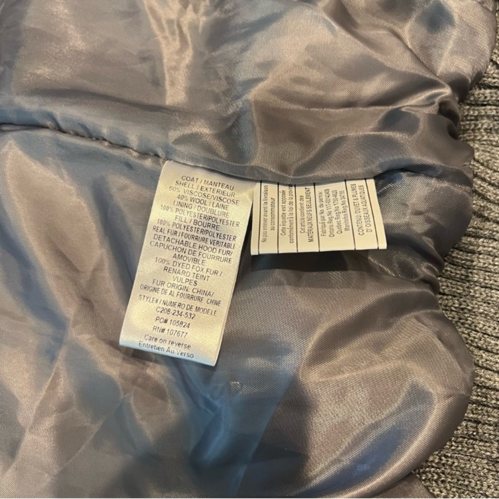 Alice + Olivia Metallic Gray Wool Sequin Fox Fur Puffer Vest - Picture 5 of 9